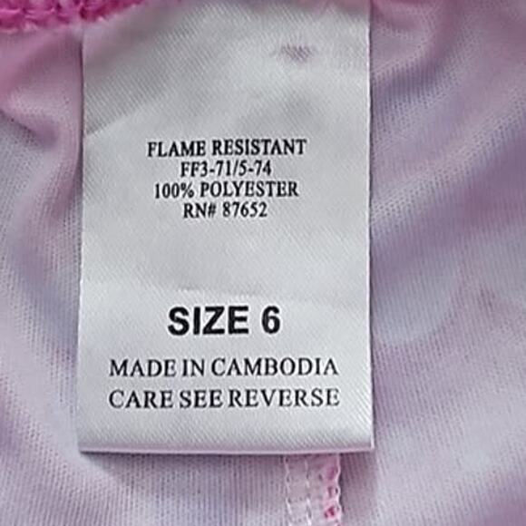 NWOT Girls Pink Paw Print Pajama Sleep Pants with Ruffle Hem Trim Size 6 - Picture 2 of 4